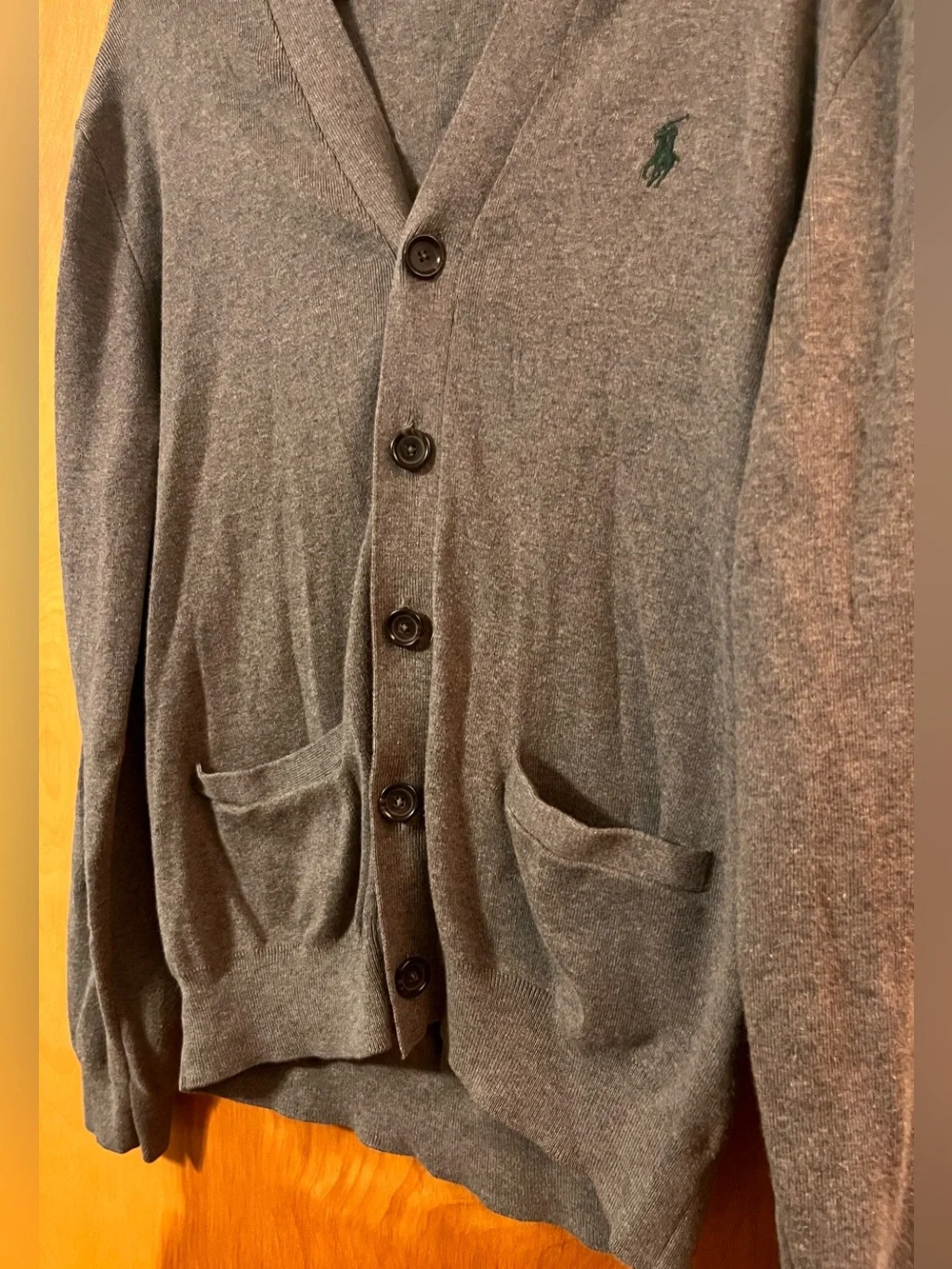 Polo by Ralph Lauren Men’s Gray Button Up Cardigan w/Pockets Size Medium